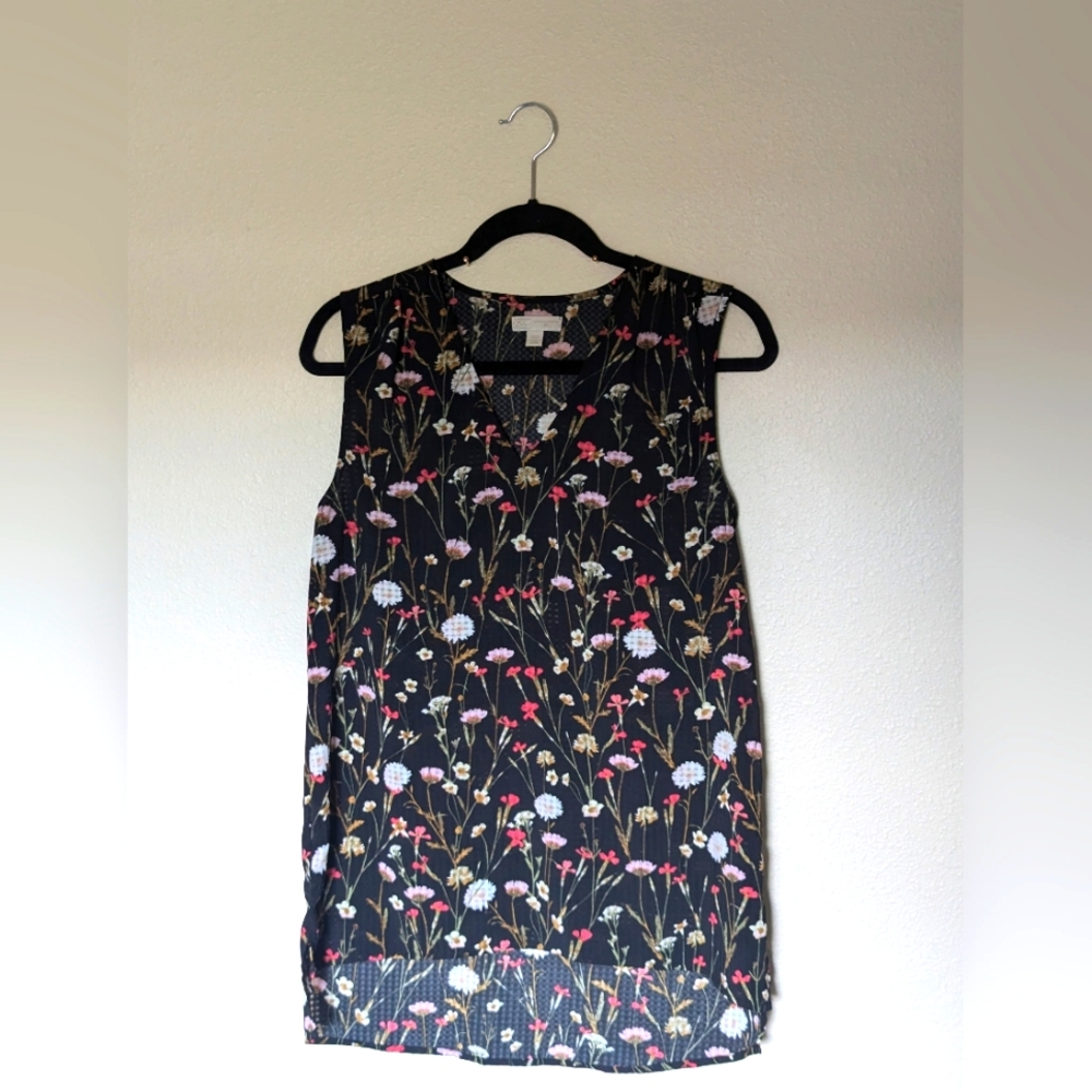 14th & Union Black Floral Sleeveless Top Size XS